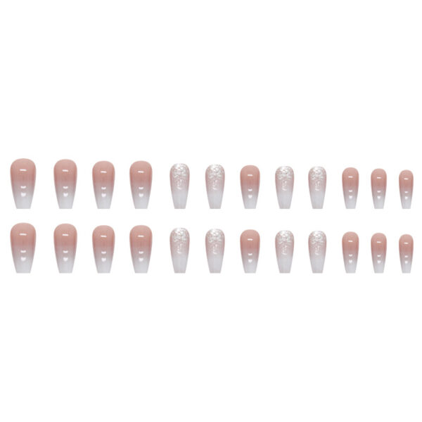 Wholesale Mid Length Ballet Nail Flat Toe Gradient Glitter Nail Stickers