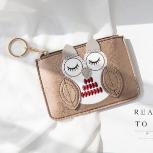 Owl Thin Coin Purse-Champagne