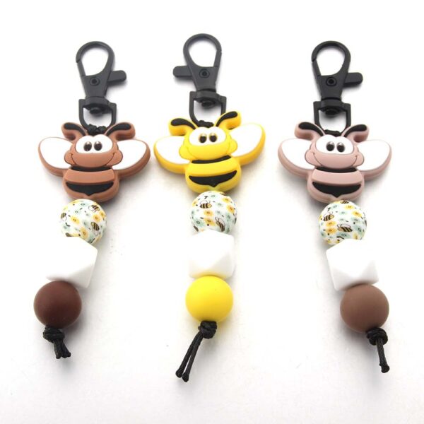 Wholesale Silicone Bead Bee Animal Keychain