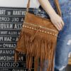 Wholesale Velvet Rivet Tassel Shoulder Bag