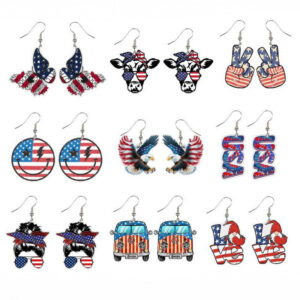 O1CN01pHvOWe1ZFcN7t5SnH__1794553165-0-cib Wholesale Flag Butterfly Cow Finger Smiley Eagle Love Heart American Independence Day Earrings