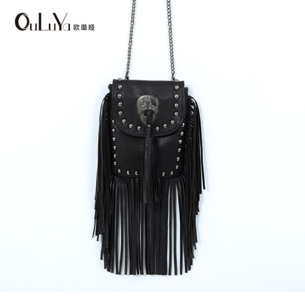 Wholesale PU Rivet Tassel Shoulder Bag