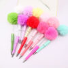 Wholesale Beadable Pens Pom Pom Beadable Pen Leopard Print Plush Multicolor DIY Fluffy Pens