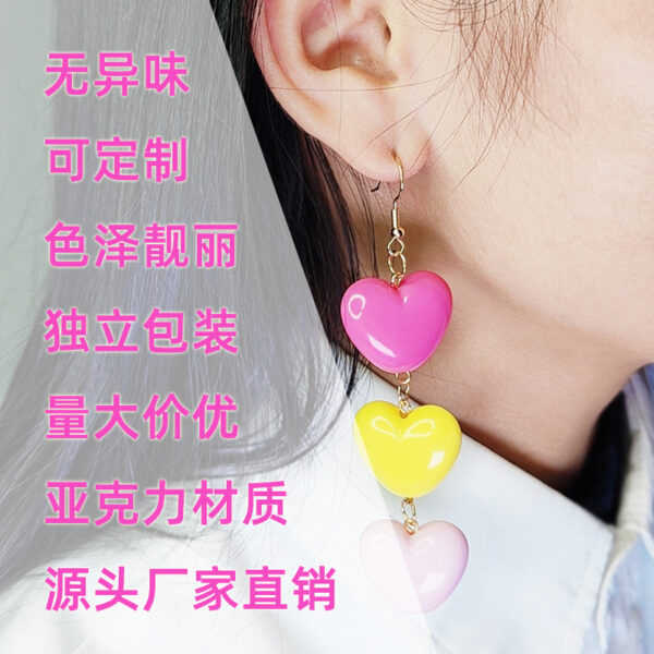 Wholesale Candy Color Heart Acrylic Earrings