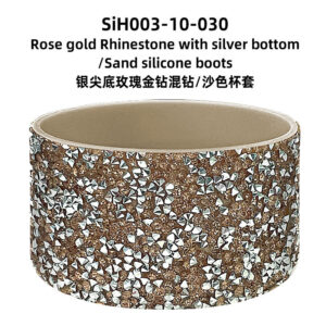 Silver pointed bottom rose gold diamond mixed diamond/sand color cup cover