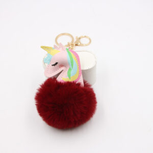 Wine Red / Unicorn Pendant Keychain
