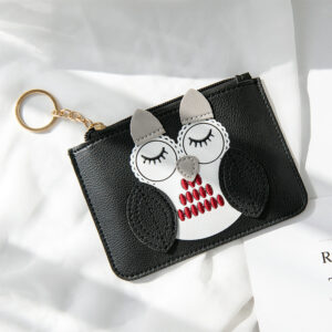 Owl Thin Coin Purse-Black