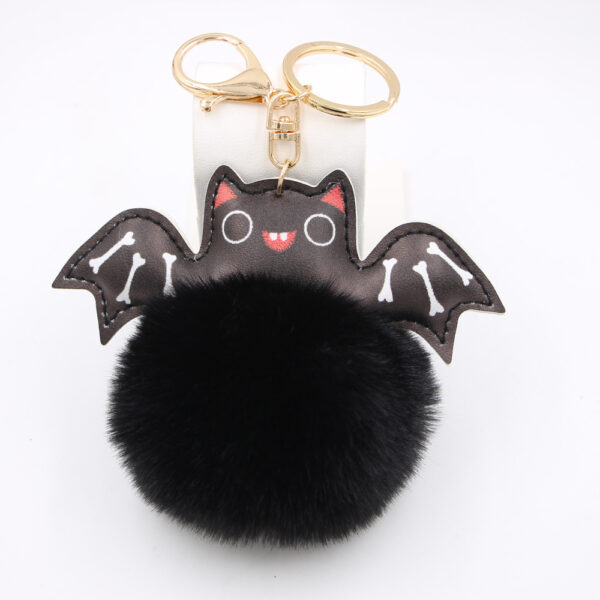 Wholesale Halloween PU Leather Bat Fur Ball Keychain
