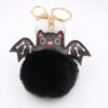 Wholesale Halloween PU Leather Bat Fur Ball Keychain