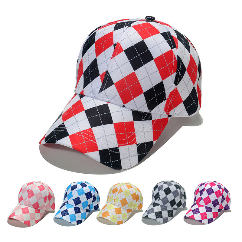 Wholesale Geometric Diamond Plaid Outdoor Casual lyester Baseball Cap