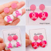 Wholesale Bow Pink Ribbon Women's Health Conscious Acrylic Earrings