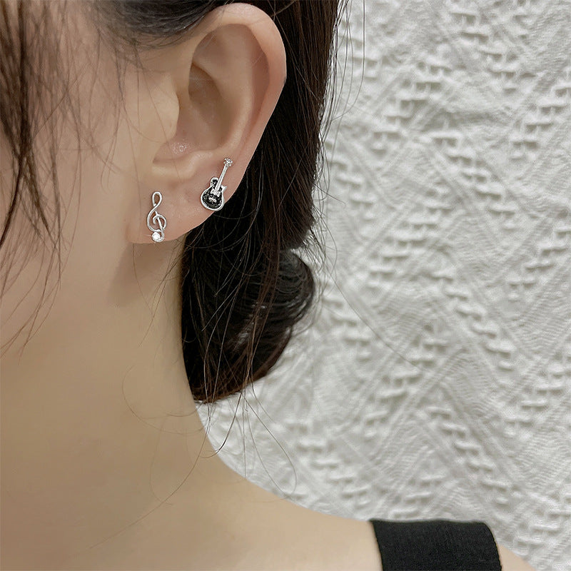 Wholesale Cute Guitar Notes Copper Earrings