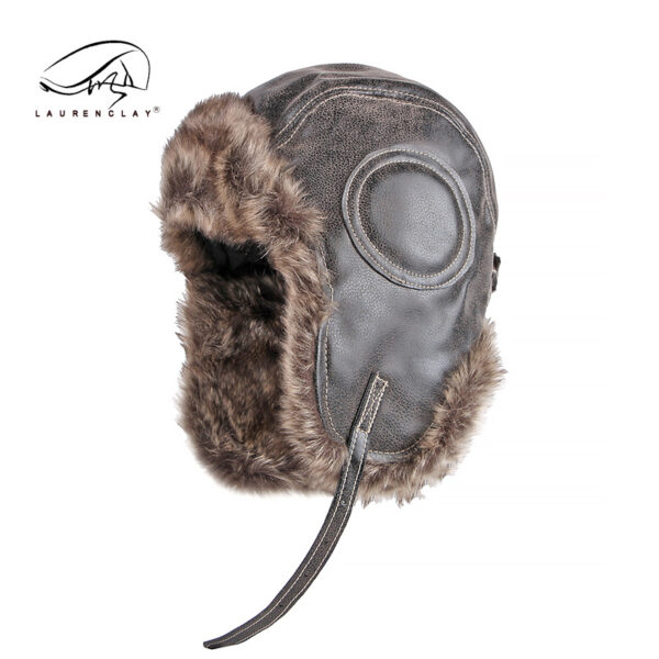Wholesale of Autumn and Winter Imitation Leather Outdoor Windproof Ear Protection and Warm Pilot Hats
