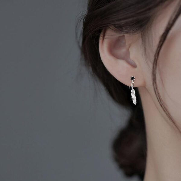 Wholesale Silver Needle Feather Copper Earrings