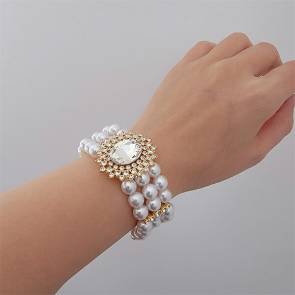 Wholesale Crystal Diamond Studded Multi Row Pearl Bracelets