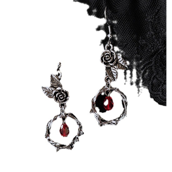 Wholesale Bloody Rose Gothic Classical Thorn Vine Rose Crystal Earrings