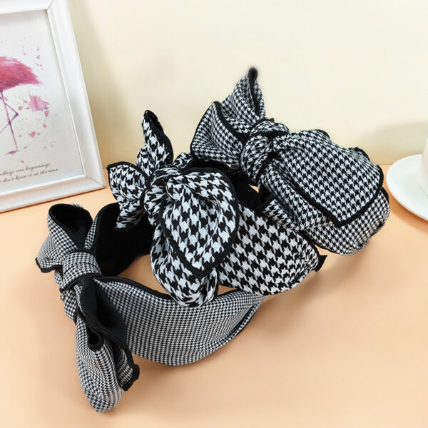 O1CN01pbIJNM1Jy0ogBPXfG_2206716431096-0-cib Wholesale Wide Edge Houndstooth Large Bow Fabric Headband