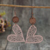 Wholesale Valentine's Day Retro Style Mesh Love Leather Earrings