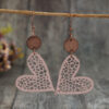Wholesale Valentine's Day Retro Style Mesh Love Leather Earrings