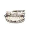 Wholesale Freshwater Pearl Cowhide Rope Bracelet with Diamond Multi-layer Magnet Buckle