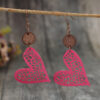 Wholesale Valentine's Day Retro Style Mesh Love Leather Earrings