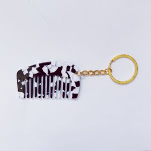 Black and white -5.3cm * 3.1cm / Gold key chain