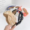 Wholesale 2023 Raffia Braided Pearl Cross Headband