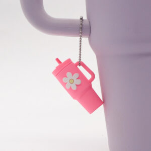 Bright Pink Flower Cup Bead Chain