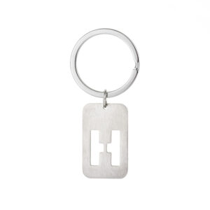 Military card hollow-out letter keychain-H