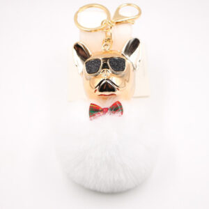 White / Cool Dog fur ball keychain