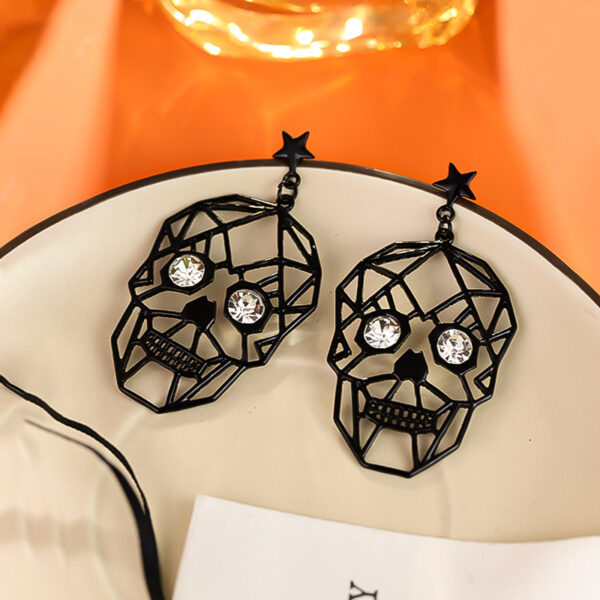 Wholesale Exaggerated Popular Funny Halloween Golden Skull Face Earrings
