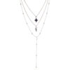 Wholesale Black Gemstone Moon Face Zinc Alloy Long Chain 3 Layer Necklace