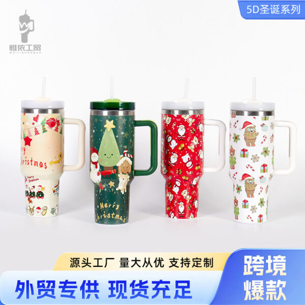 Wholesale Tumbler 40oz Stainless Steel Christmas Car Portable Straw Thermos Cup Ice Bullies Cup