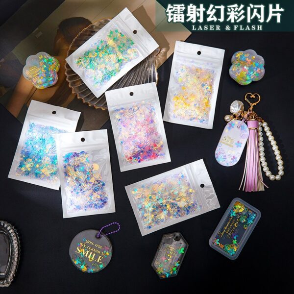 Wholesale Colorful Glitter High Shining Mermaid Mixed with Golden Transparent Colorful Star Love Nail and Eye Makeup Material