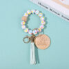 Wholesale Tassel Printing Silicone Beaded Wrist Keychain