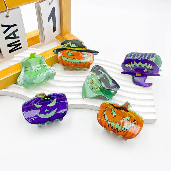 Wholesale Halloween Glow in The Dark Pumpkin Bat Ghost Horror Claw Clip