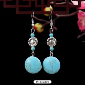 9-Large Flower Round Turquoise