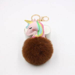 Brown / Unicorn Pendant Keychain