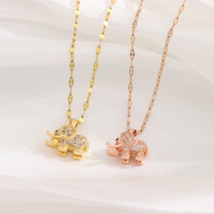 O1CN01pv04wg1xajQCnZiiy__2213206166460-0-cib Wholesale of Small Elephant Titanium Steel Necklaces