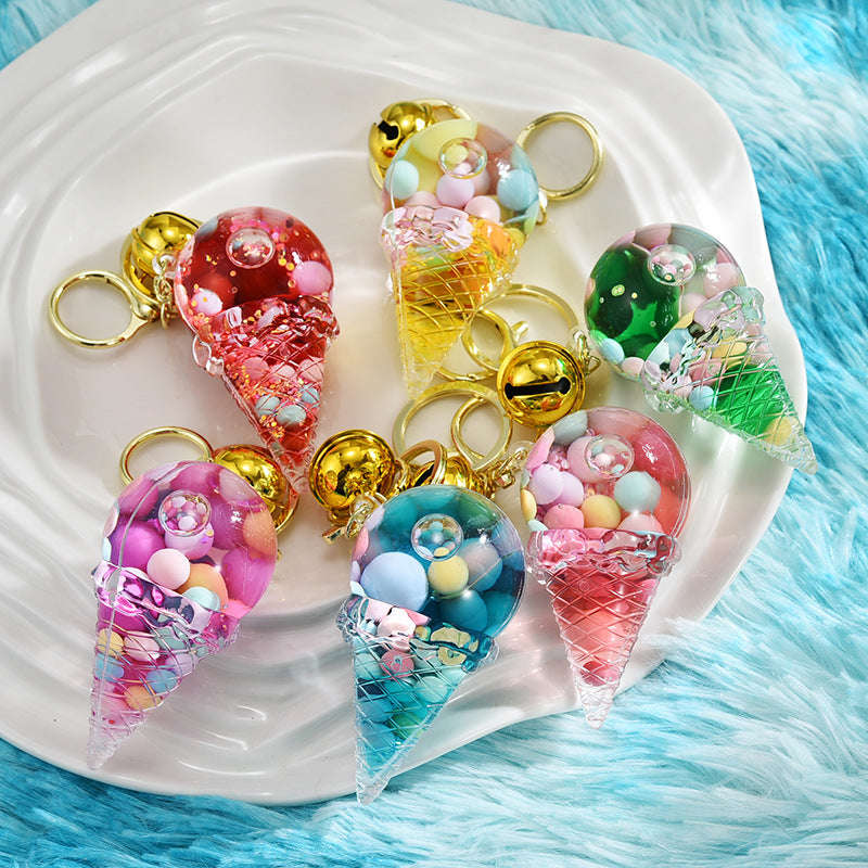 Wholesale Ice Cream Luminous Oil Floating Acrylic Liquid Keychain
