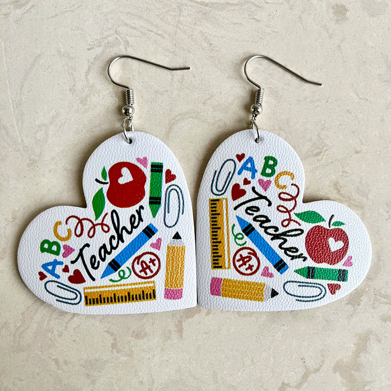 Wholesale Valentine's Day Teacher's Day pular Heart Shape Leather Earrings