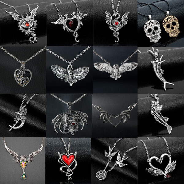 Wholesale Punk Gothic Dark Owl Necklace