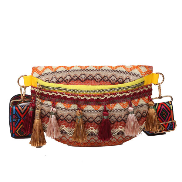 Wholesale Straw Woven Ethnic Style Tassel Woven Bag