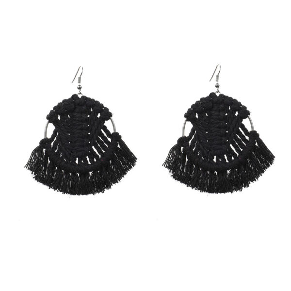 Wholesale Colorful Tassels Handwoven DIY Scalloped Alloy Earrings