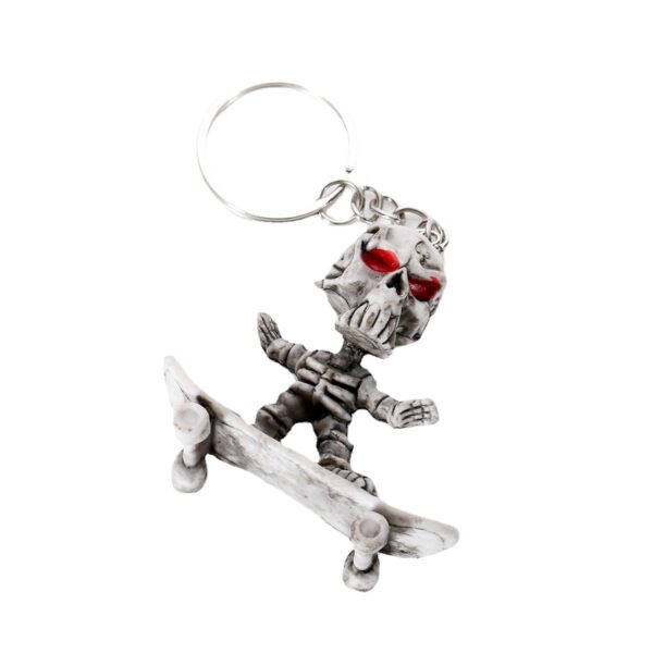 Wholesale Rubber Skateboard Skull Keychain