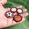 Wholesale Sports Football Round Wooden Earrings