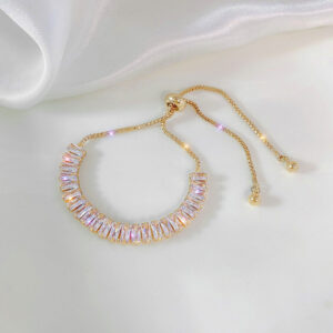 Square Zircon Bracelet -14K Gold