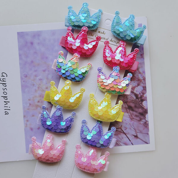Wholesale 12 Piece Sequin Love Star Crown Hairpin Set