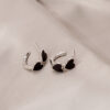 Wholesale Silver Needle Black Vintage Love Earrings