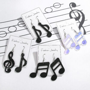 Wholesale Creative Musical Note Black Transparent Colorful Earrings